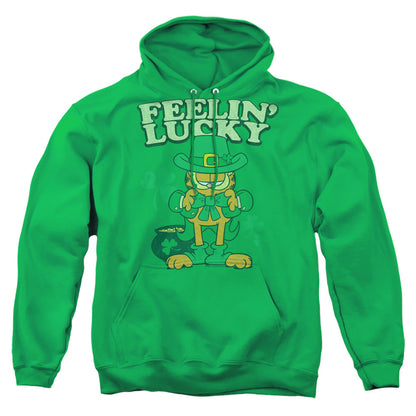 Garfield Feelin Lucky Mens Hoodie Kelly Green