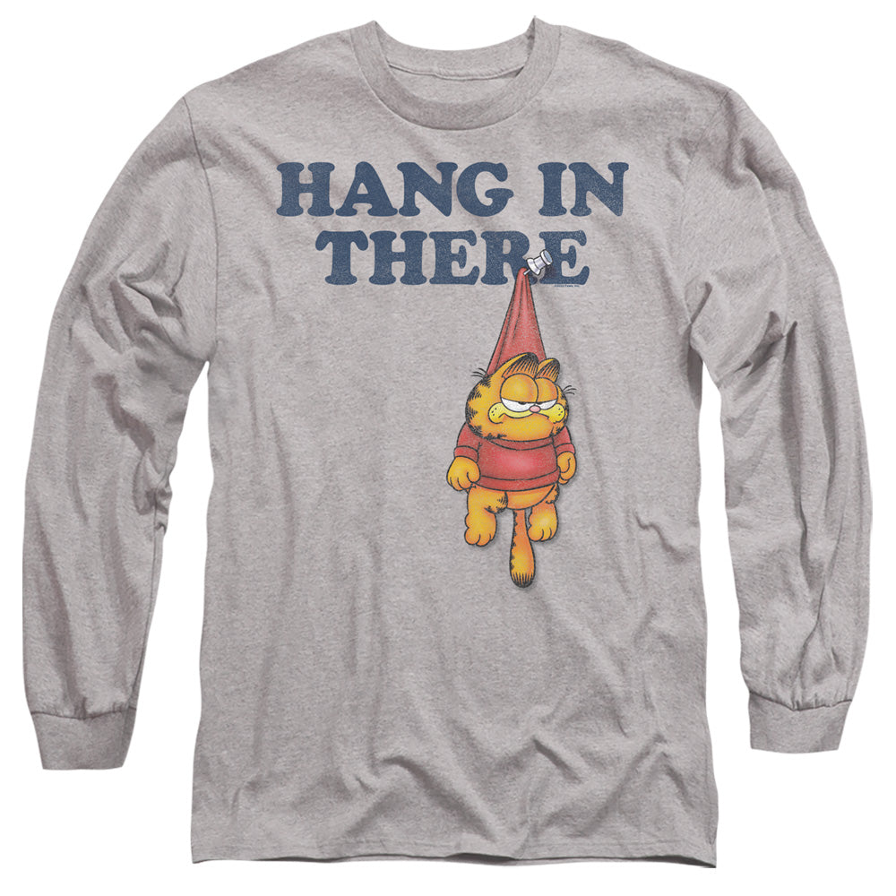 Garfield Hang In There Mens Long Sleeve Shirt Athletic Heather Officially Licensed