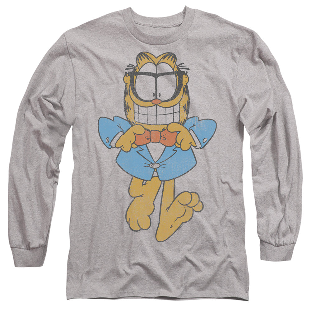 Garfield Dapper Cat Mens Long Sleeve Shirt Athletic Heather Officially Licensed