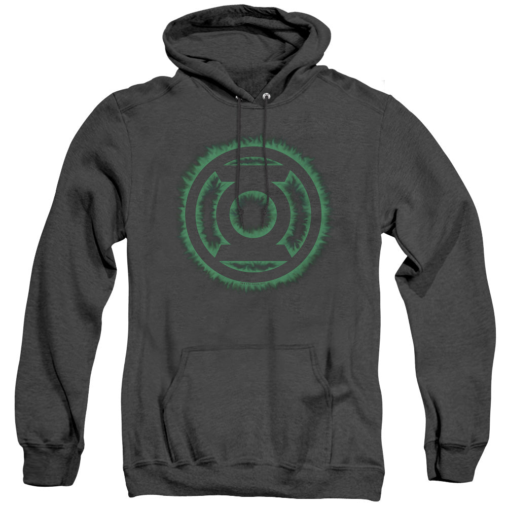Green Lantern Green Flame Logo Heather Mens Hoodie Black