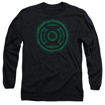 Green Lantern Green Flame Logo Mens Long Sleeve Shirt Black Officially Licensed