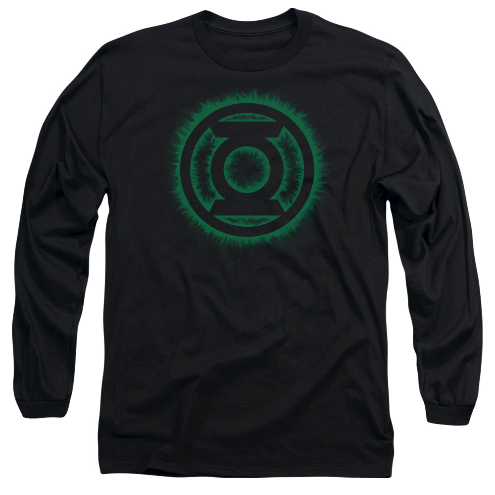 Green Lantern Green Flame Logo Mens Long Sleeve Shirt Black Officially Licensed
