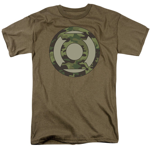 Green Lantern Camo Logo Mens T Shirt Safari Green