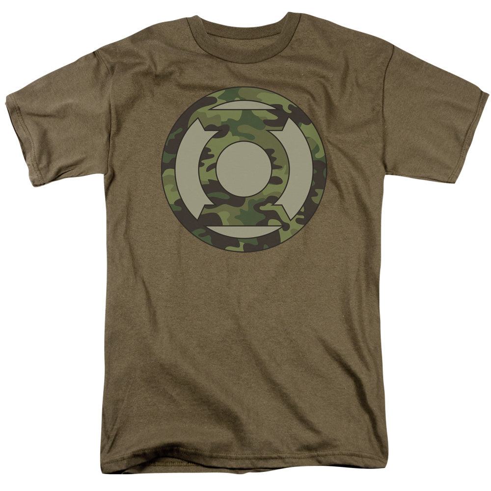 Green Lantern Camo Logo Mens T Shirt Safari Green