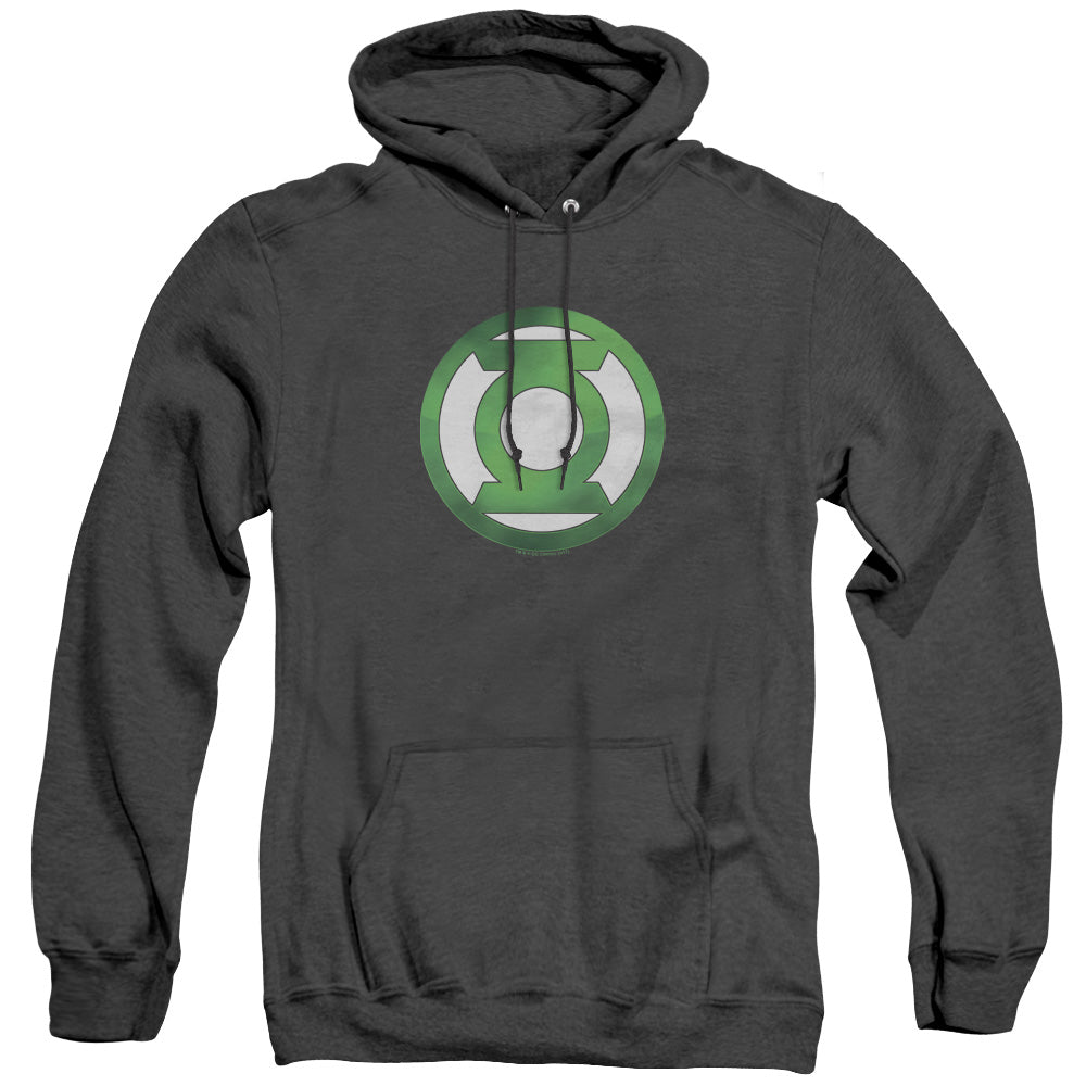 Green Lantern Green Chrome Logo Heather Mens Hoodie Black