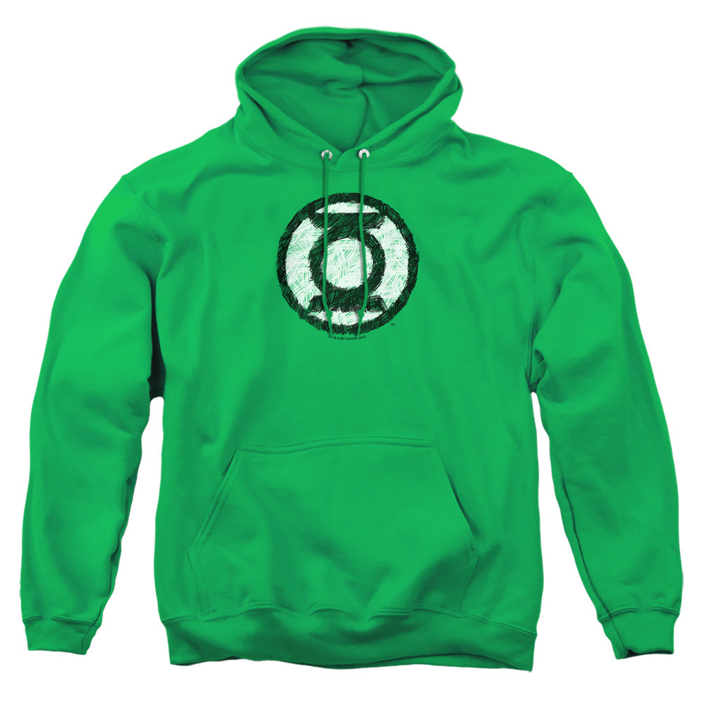 Green Lantern Scribble Lantern Logo Mens Hoodie Kelly Green
