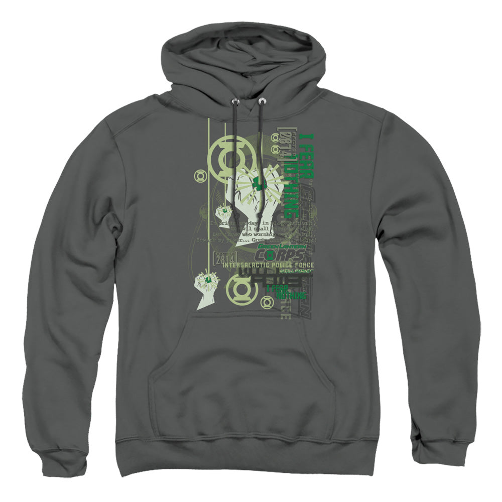 Green Lantern Core Strength Mens Hoodie Charcoal