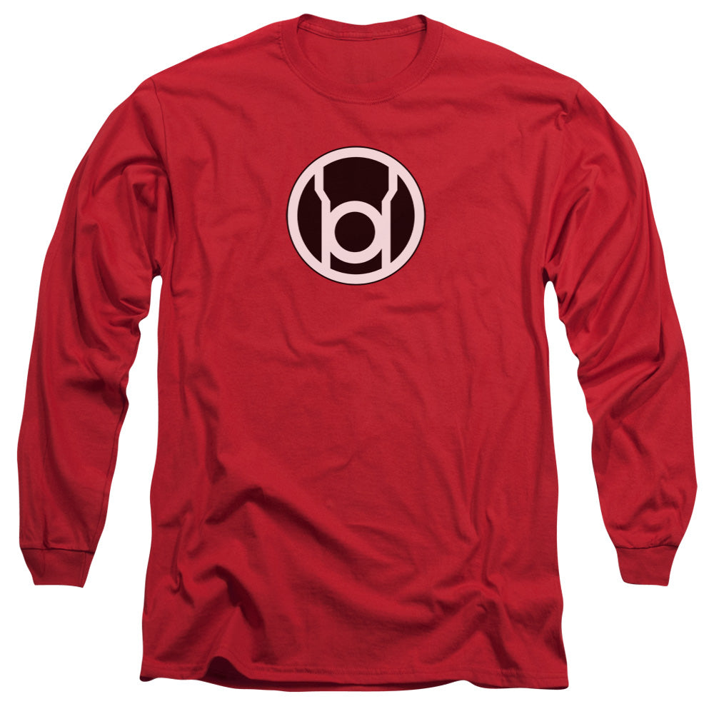 Green Lantern Red Lantern Logo Mens Long Sleeve Shirt Red Officially Licensed
