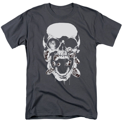 Green Lantern Black Lantern Skull Mens T Shirt Charcoal