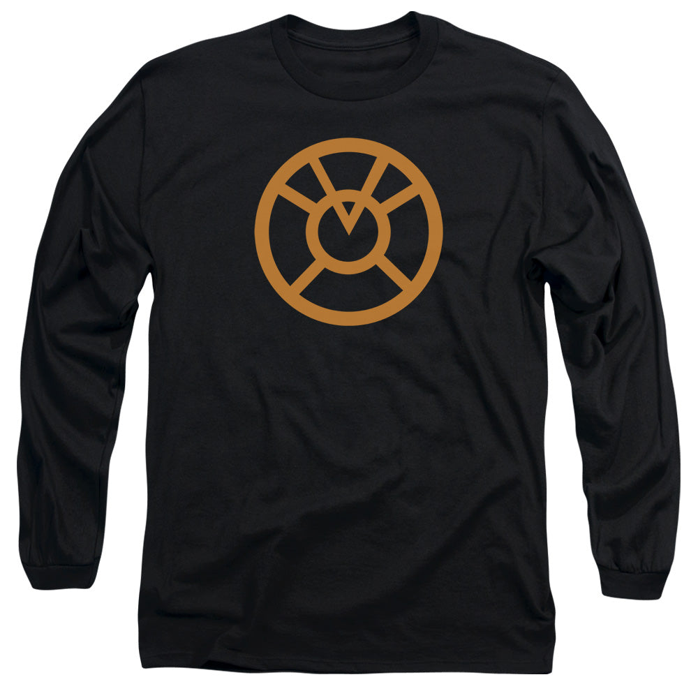 Green Lantern Orange Emblem Mens Long Sleeve Shirt Black Officially Licensed