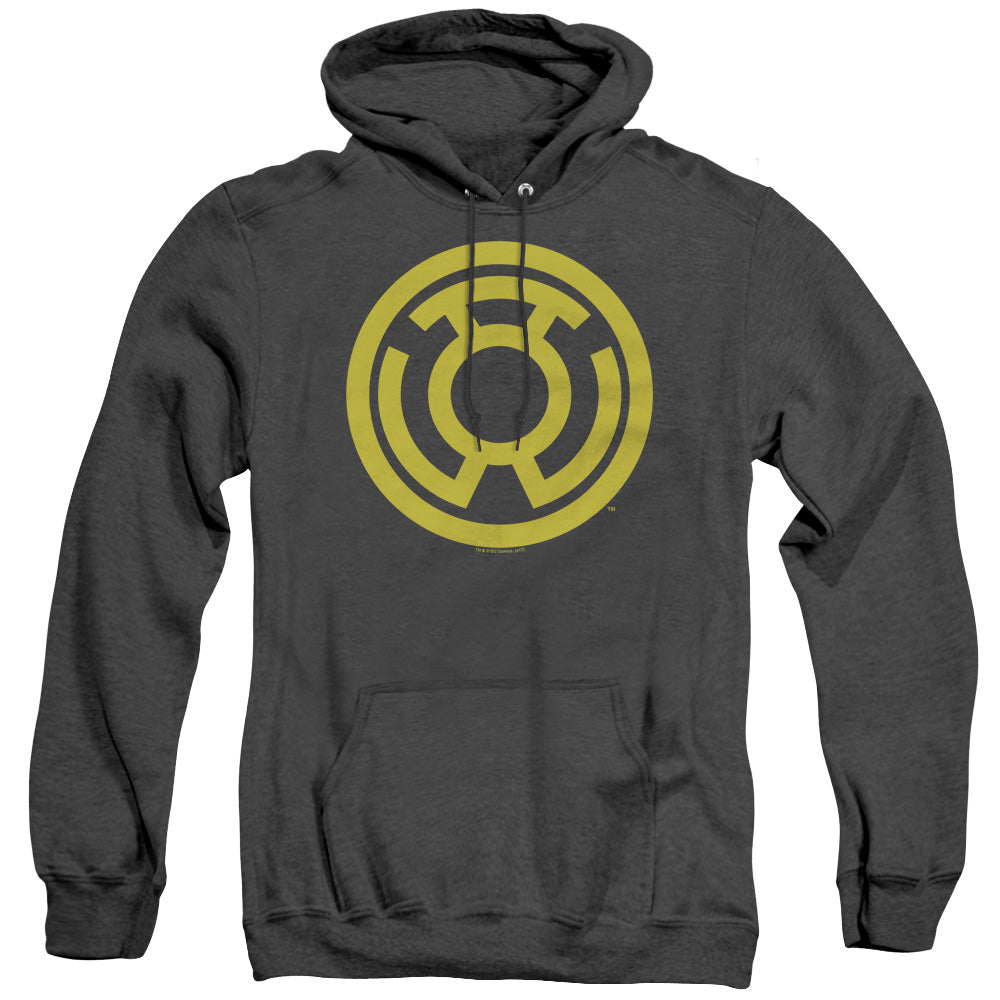 Green Lantern Yellow Emblem Heather Mens Hoodie Black