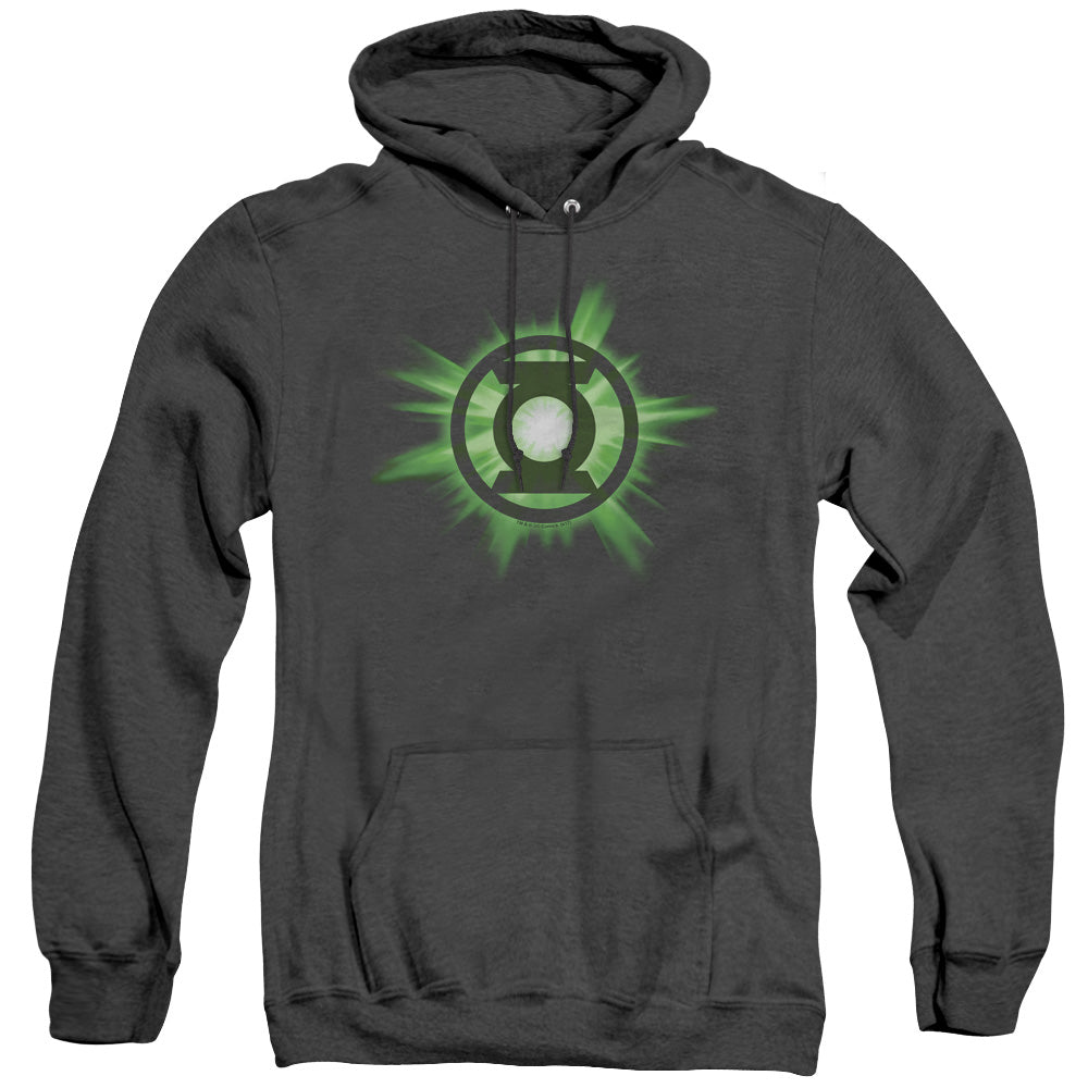 Green Lantern Green Glow Heather Mens Hoodie Black