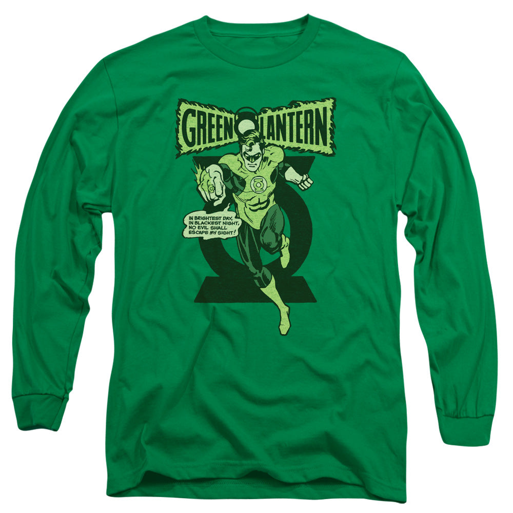 Green Lantern Retro Oath Mens Long Sleeve Shirt Kelly Green Officially Licensed