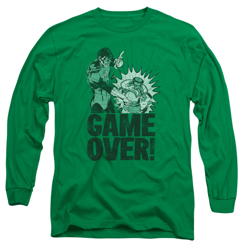 Green Lantern Game Over Mens Long Sleeve Shirt Kelly Green Officially Licensed