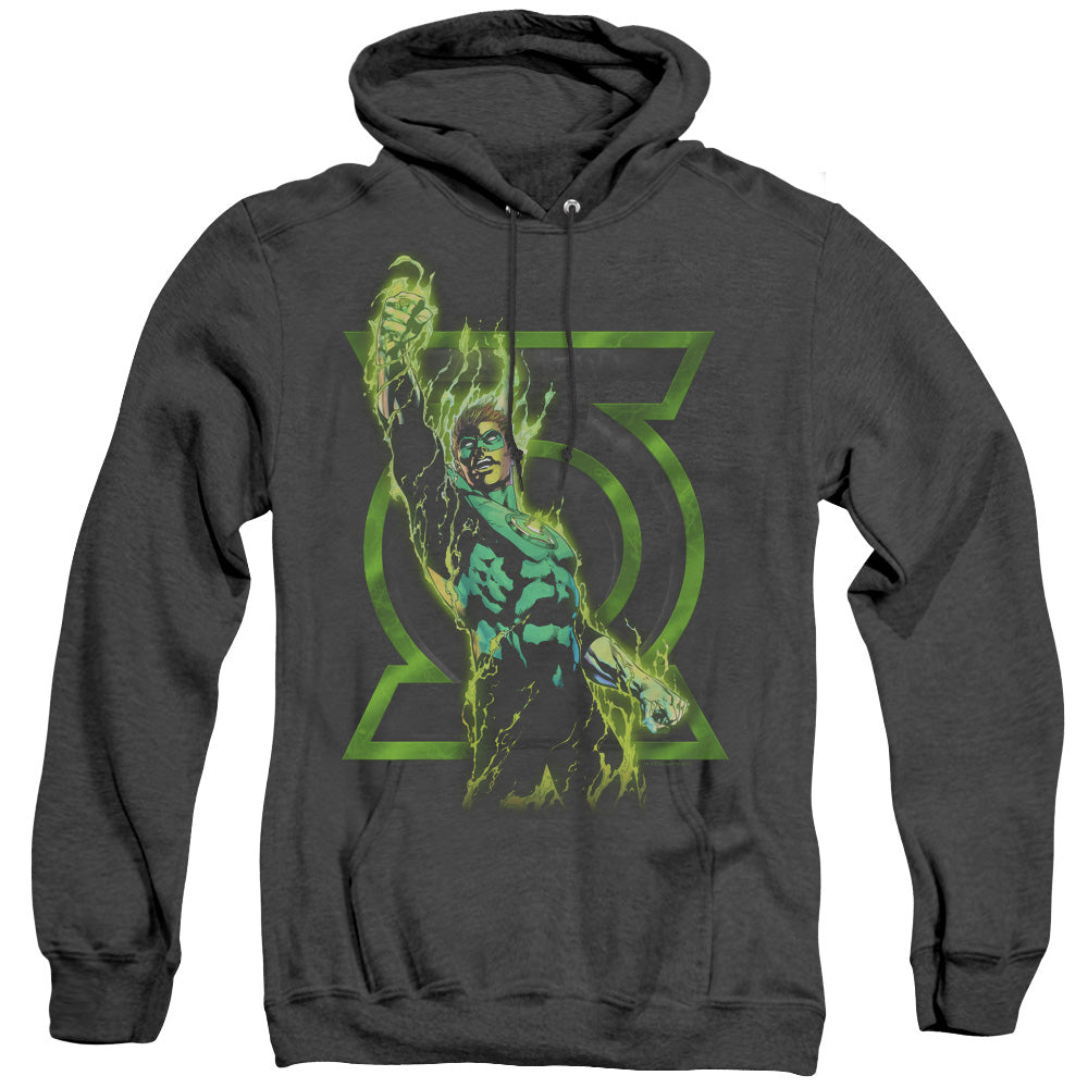 Green Lantern Fully Charged Heather Mens Hoodie Black