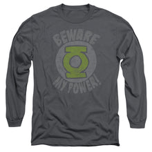 Load image into Gallery viewer, Green Lantern Beware Mens Long Sleeve Shirt Charcoal Officially Licensed
