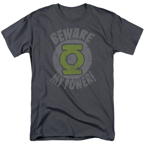 Green Lantern Beware Mens T Shirt Charcoal