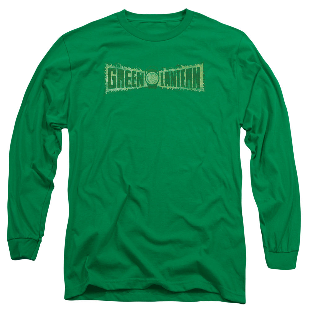 Green Lantern Flame Logo Mens Long Sleeve Shirt Kelly Green Officially Licensed
