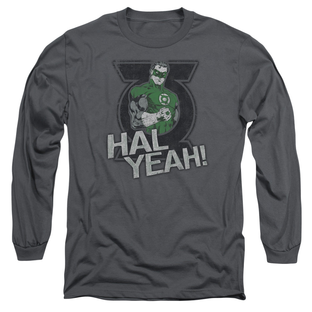 Green Lantern Hal Yeah Mens Long Sleeve Shirt Charcoal Officially Licensed