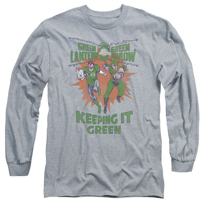 Green Lantern Keeping It Green Mens Long Sleeve Shirt Athletic Heather Officially Licensed