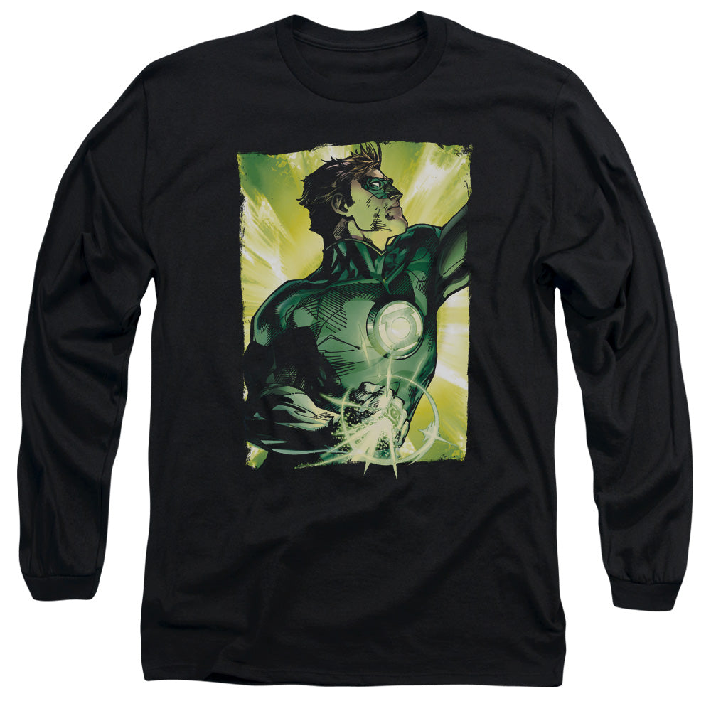 Green Lantern Up Up Mens Long Sleeve Shirt Black Officially Licensed