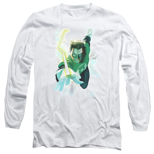 Green Lantern Clouds Mens Long Sleeve Shirt White Officially Licensed