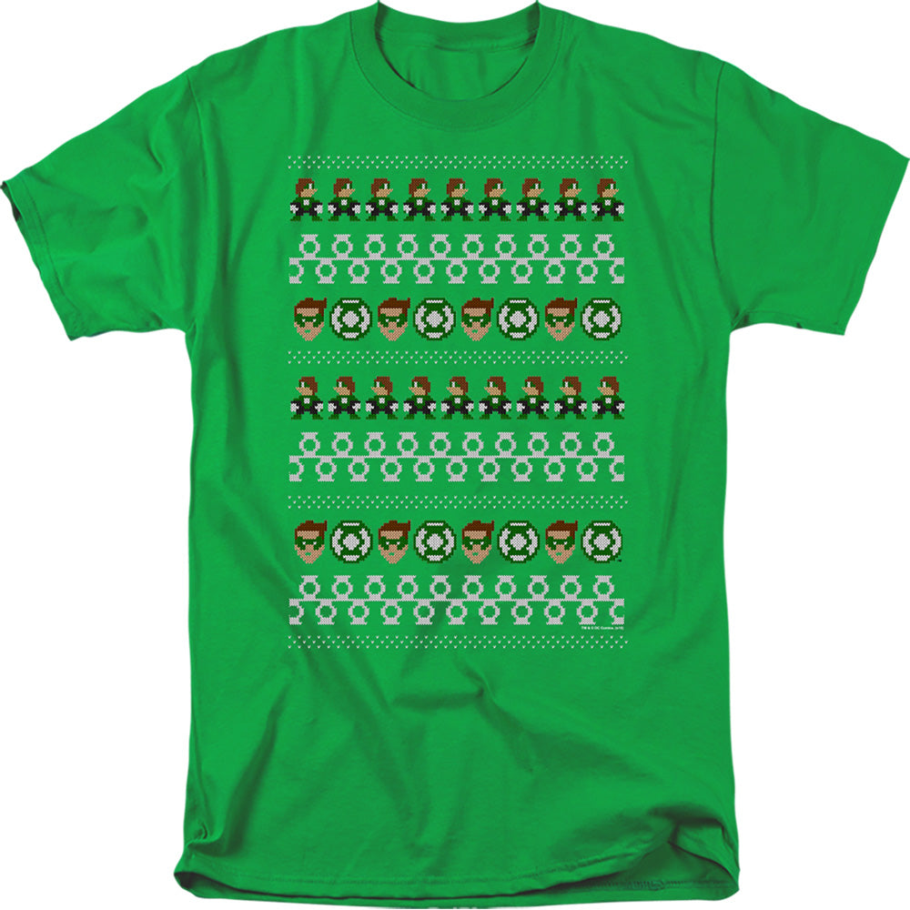 Green Lantern Ugly Christmas Sweater Pattern Mens T Shirt Kelly Green