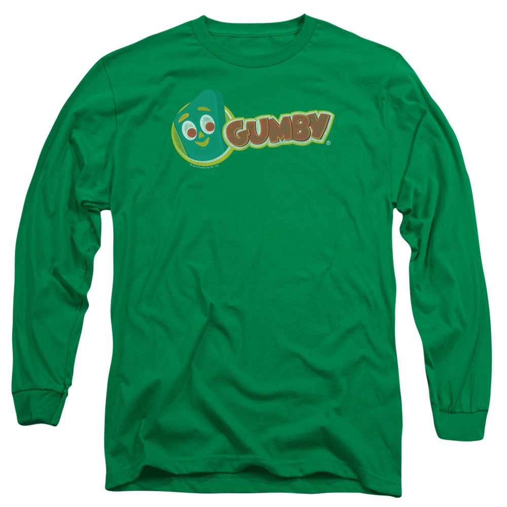 Gumby Logo Mens Long Sleeve Shirt Kelly Green Officially Licensed