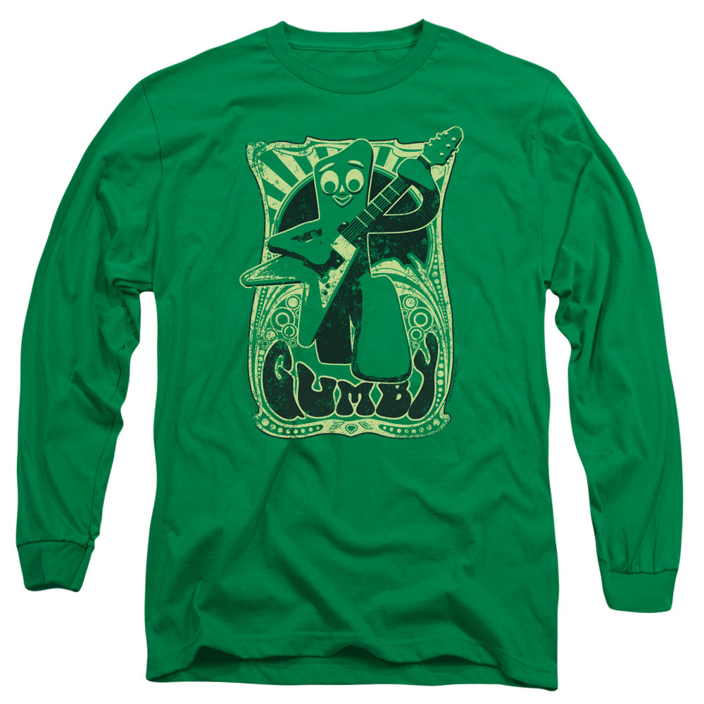 Gumby Vintage Rock Poster Mens Long Sleeve Shirt Kelly Green Officially Licensed