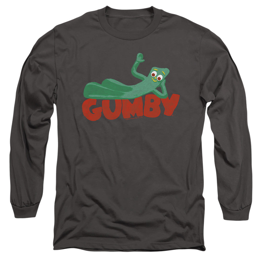 Gumby On Logo Mens Long Sleeve Shirt Charcoal Officially Licensed