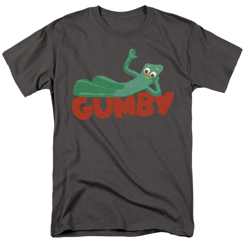 Gumby On Logo Mens T Shirt Charcoal