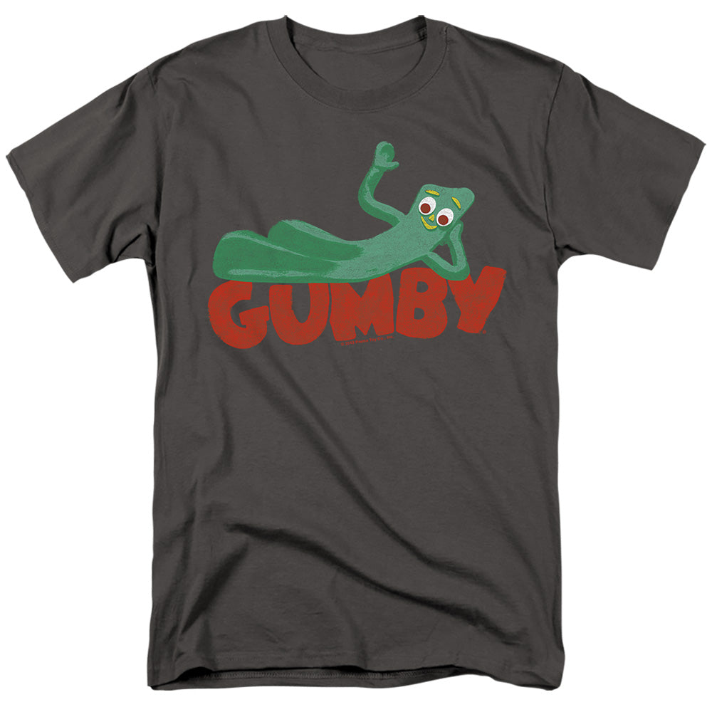 Gumby On Logo Mens T Shirt Charcoal