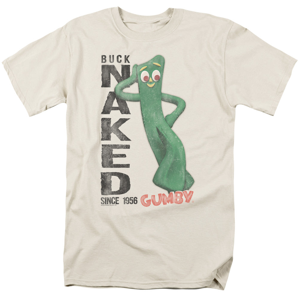 Gumby Buck Naked Mens T Shirt Cream