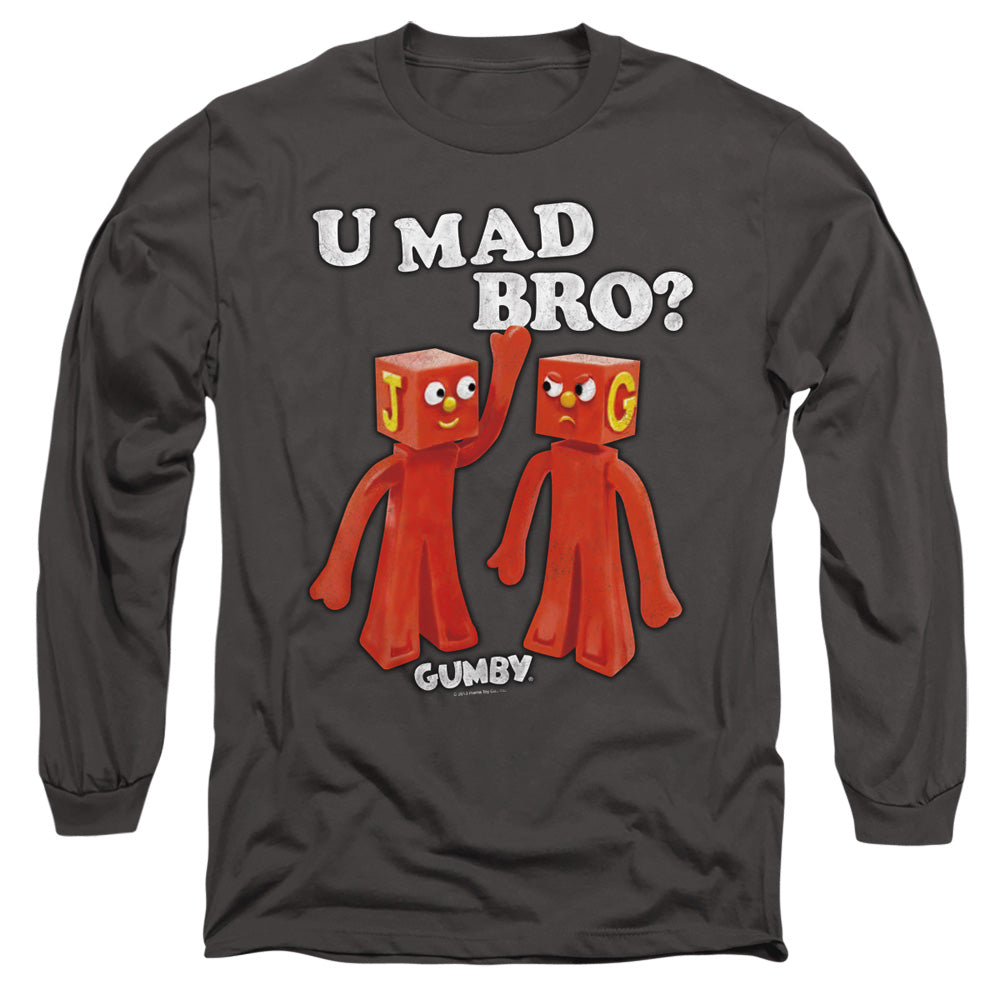 Gumby U Mad Bro Mens Long Sleeve Shirt Charcoal Officially Licensed