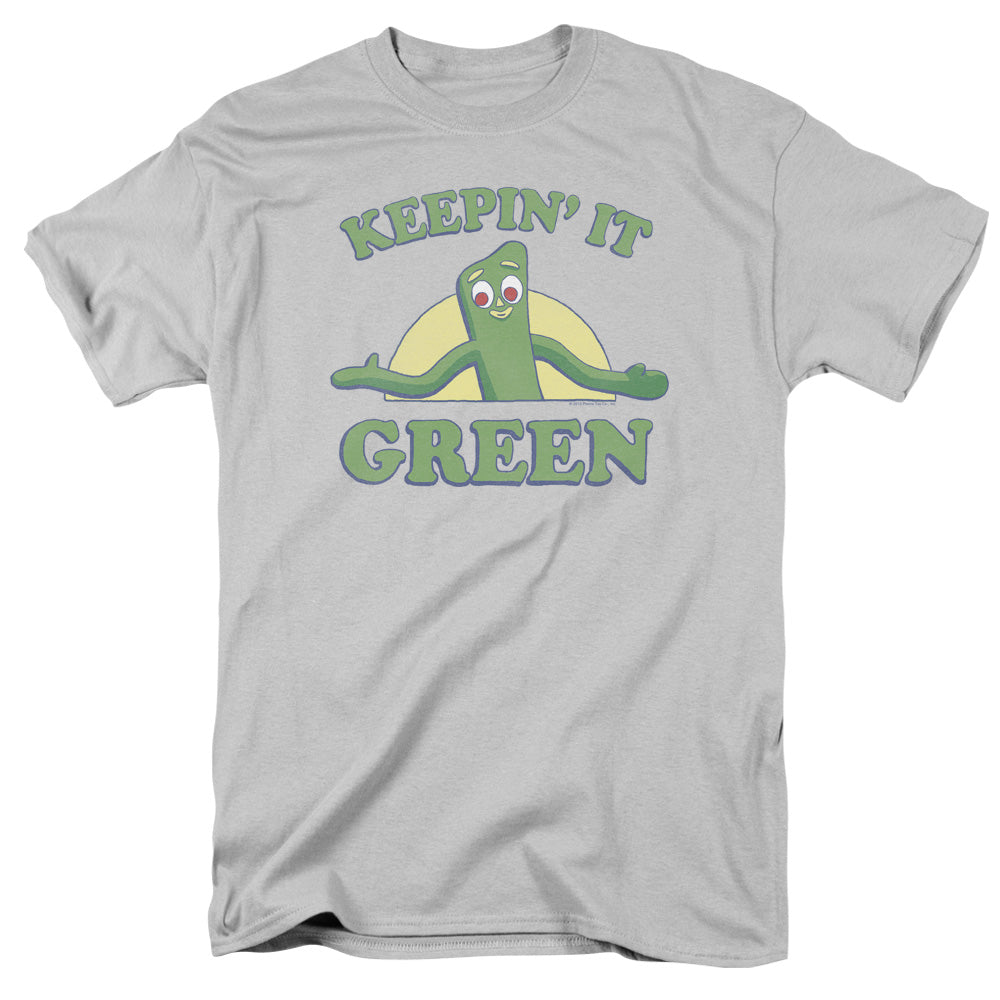 Gumby Keepin It Green Mens T Shirt Silver
