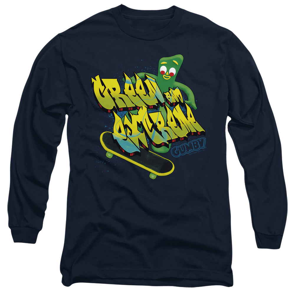 Gumby Green And Extreme Mens Long Sleeve Shirt Navy Officially Licensed