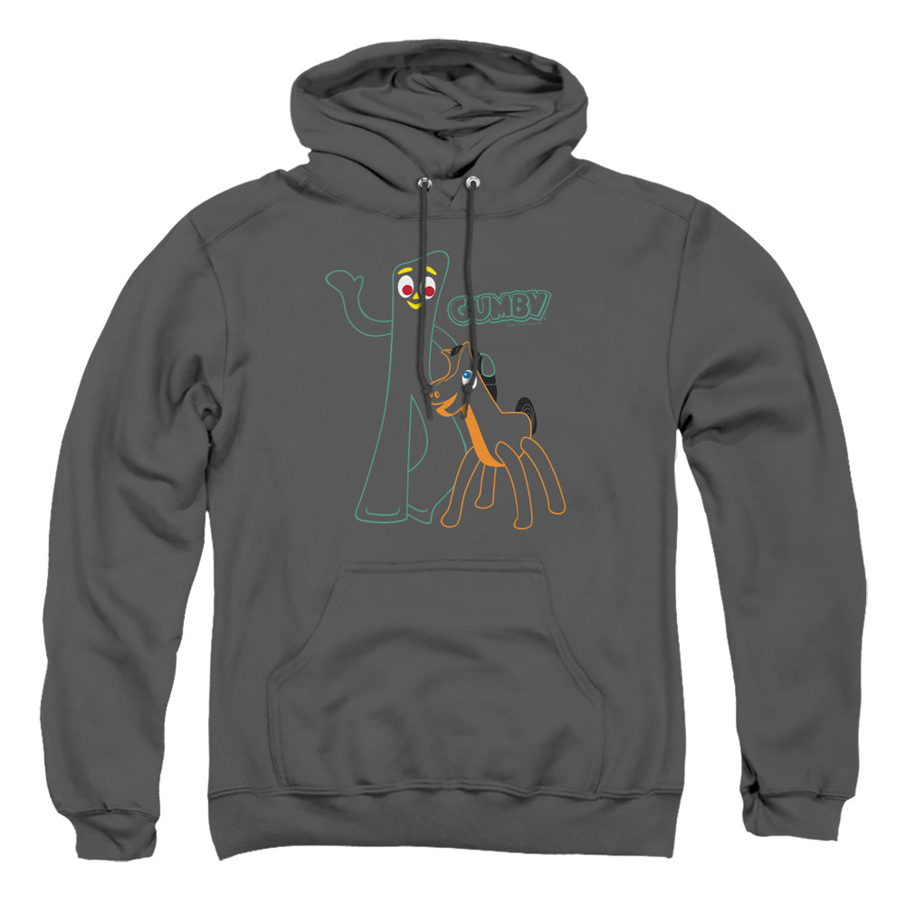 Gumby Outlines Mens Hoodie Charcoal