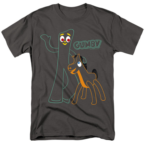 Gumby Outlines Mens T Shirt Charcoal