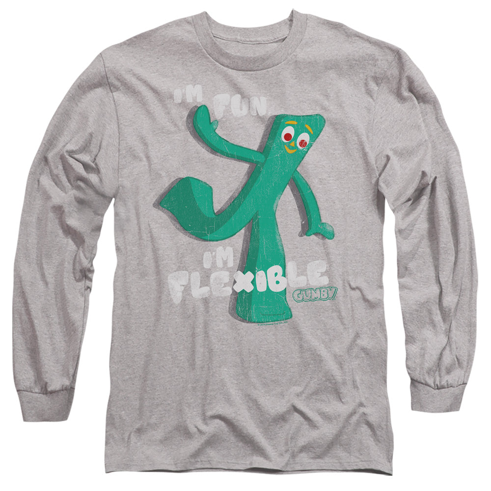 Gumby Flex Mens Long Sleeve Shirt Athletic Heather Officially Licensed