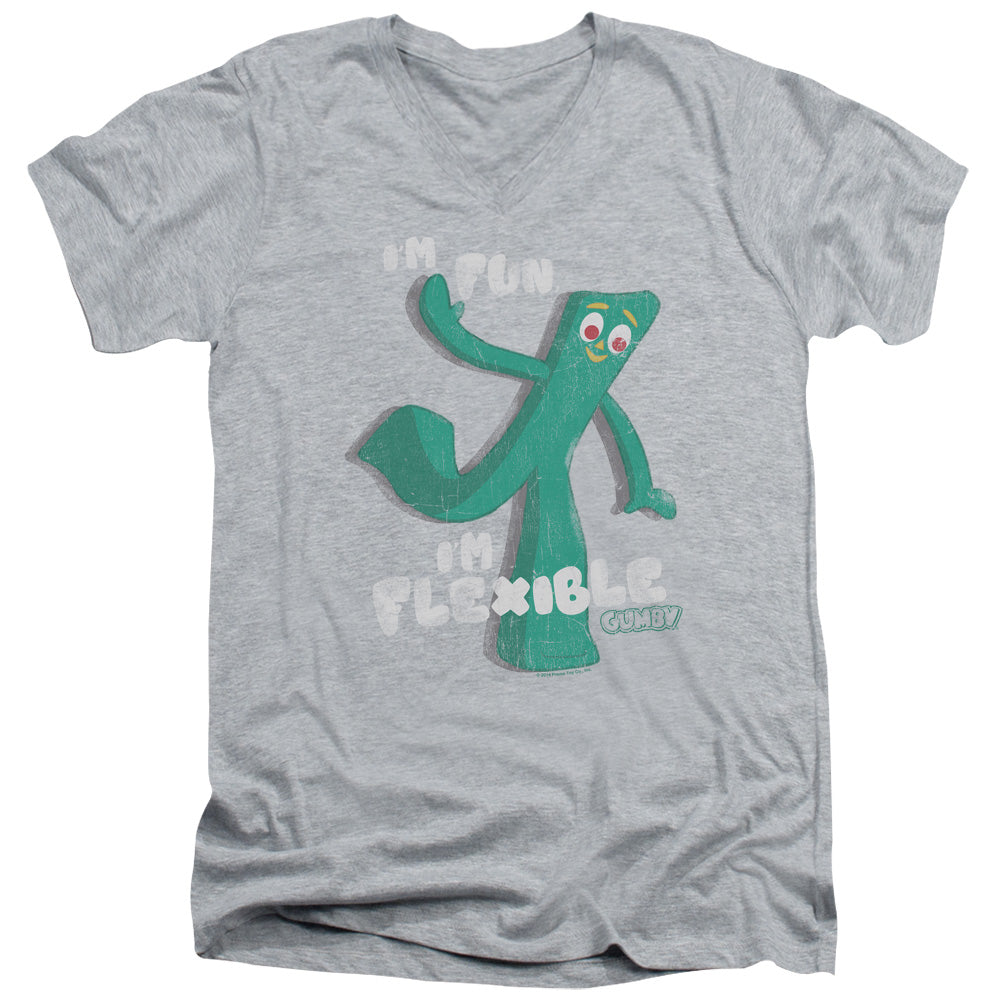 Gumby Flex Mens Slim Fit V-Neck T Shirt Athletic Heather