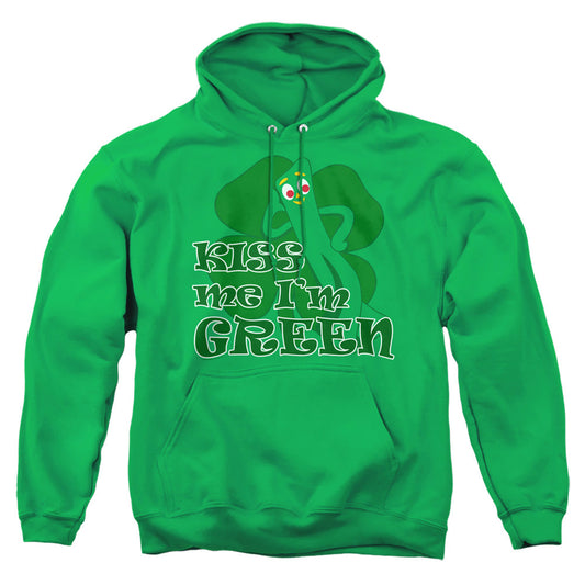 Gumby Kiss Me Im Green Mens Hoodie Kelly Green