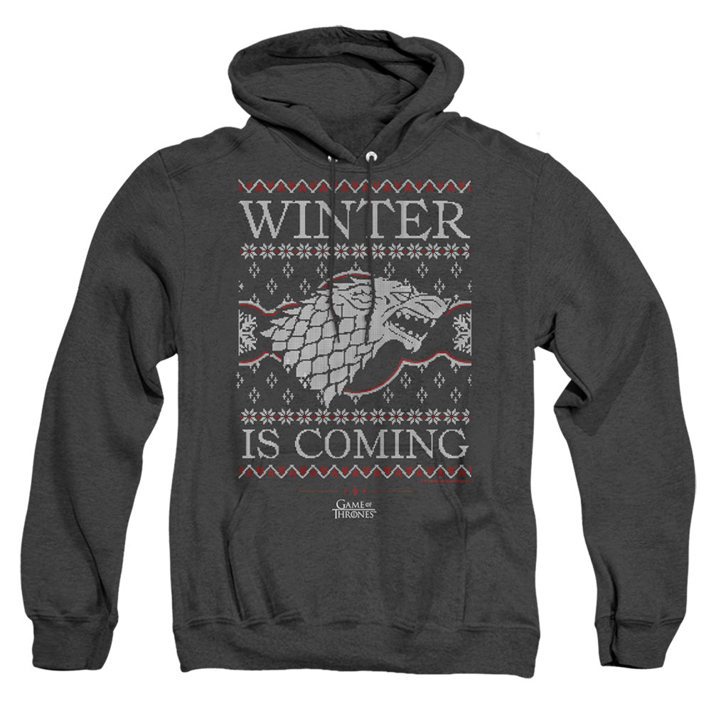 Game Of Thrones Winter Is Coming Ugly Christmas Heather Mens Hoodie Black