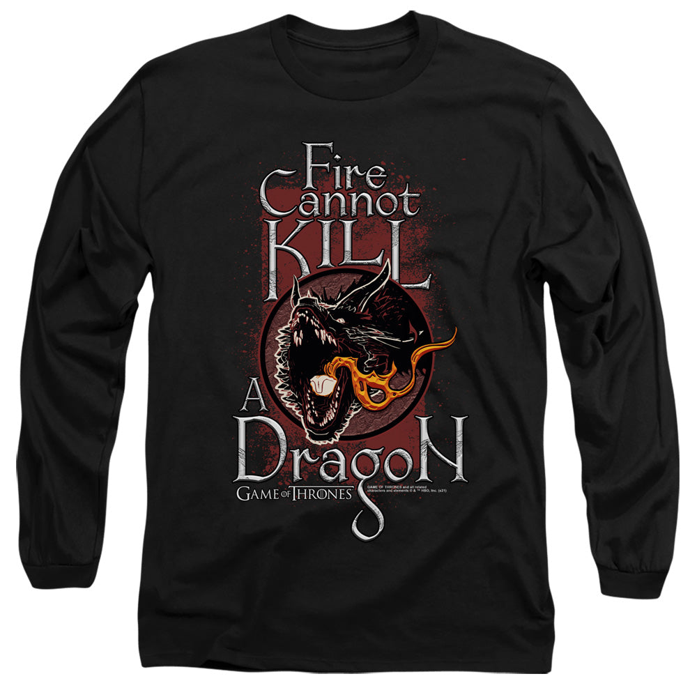 Game Of Thrones Fire Cannot Kill A Dragon Mens Long Sleeve Shirt Black Officially Licensed