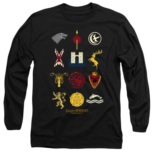 Game Of Thrones House Sigils Mens Long Sleeve Shirt Black Officially Licensed