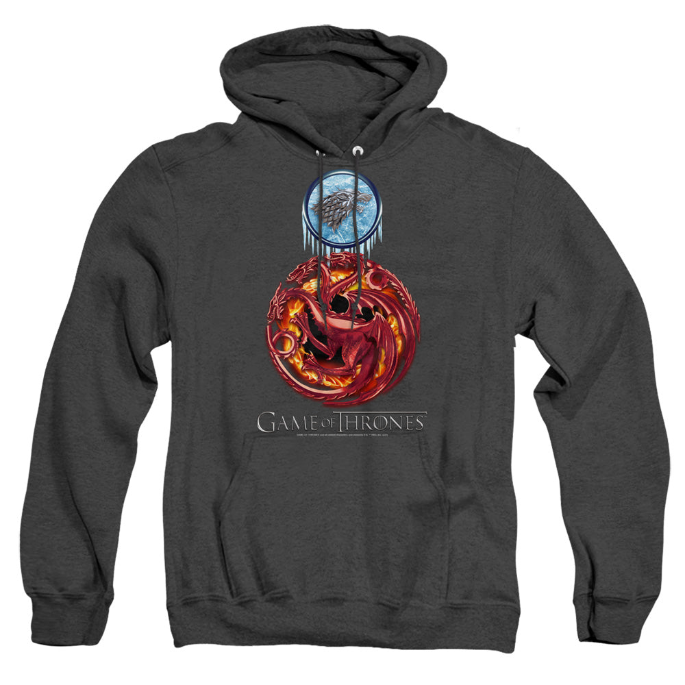 Game Of Thrones Combined Targaryn And Stark Heather Mens Hoodie Black