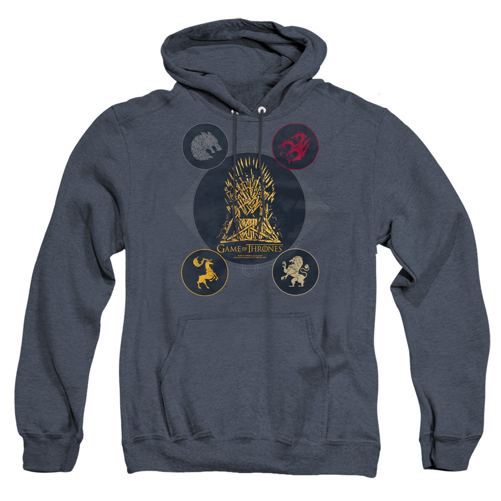 Game Of Thrones 4 Houses 4 The Throne Heather Mens Hoodie Navy