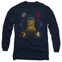 Load image into Gallery viewer, Game Of Thrones 4 Houses 4 The Throne Mens Long Sleeve Shirt Navy Officially Licensed
