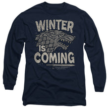 Load image into Gallery viewer, Game Of Thrones Winter Is Coming Mens Long Sleeve Shirt Navy Officially Licensed
