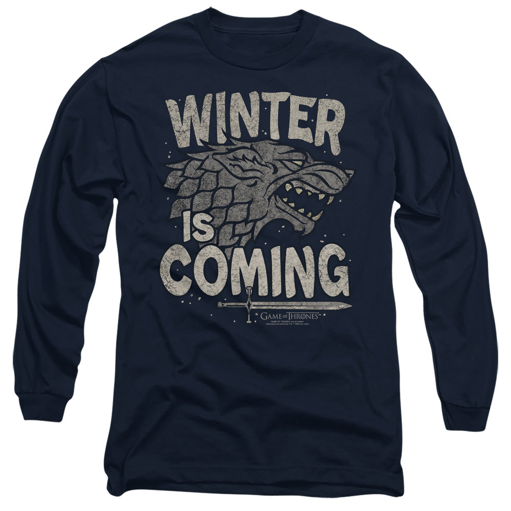 Game Of Thrones Winter Is Coming Mens Long Sleeve Shirt Navy Officially Licensed