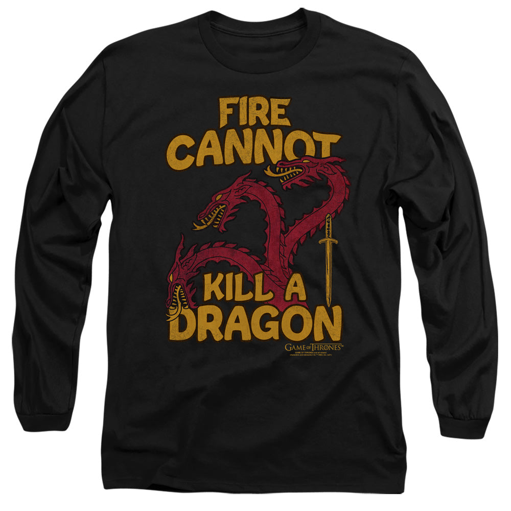 Game Of Thrones Dragons With Fire Mens Long Sleeve Shirt Black Officially Licensed